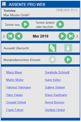 Web-Navigation Monat einzeln
