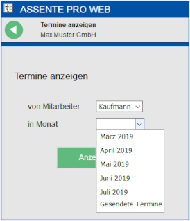 Web-Terminbereich wählen