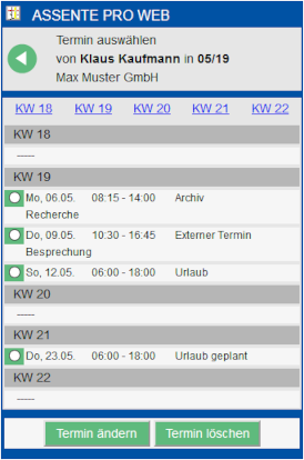 Web-Termin markieren